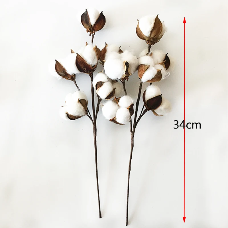6 Head Dried Flower artificial cotton flower Branch single branch simulation flower wedding decoration for home party office image 6