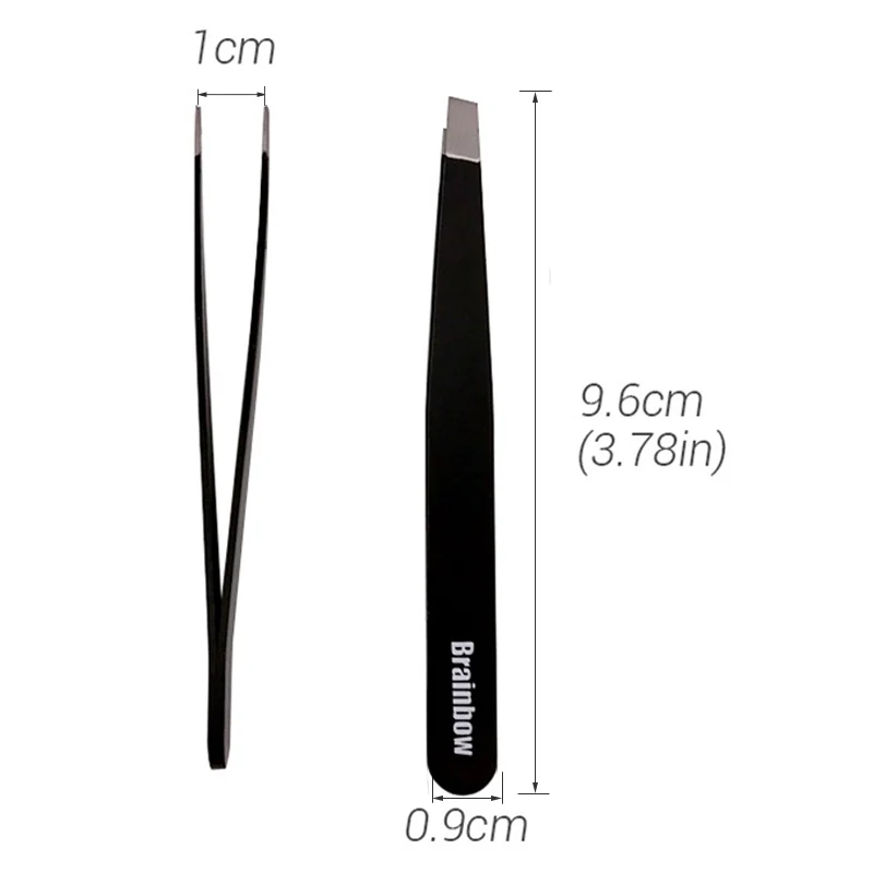 Brainbow Slant Pointed Professional Eyebrow Tweezers Antistatic Eyelash Tweezer for False Eyelash Extension Eyebrow Removal Tool