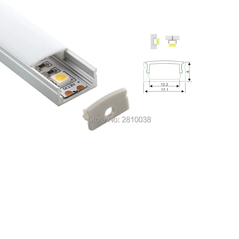 

100 X 2M Sets/Lot Flat U type led aluminium extrusion and anodized silver aluminum profile for led ceiling wall lights