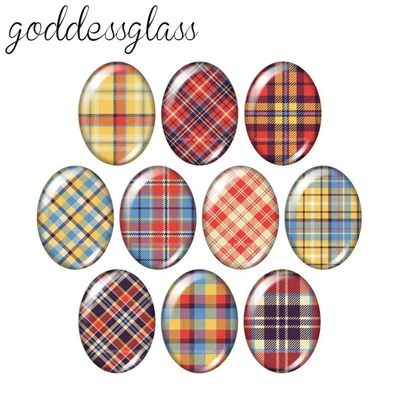 New Plaid patterns beauty 13x18mm/18x25mm/30x40mm Oval photo glass cabochon demo flat back Making findings TB0016