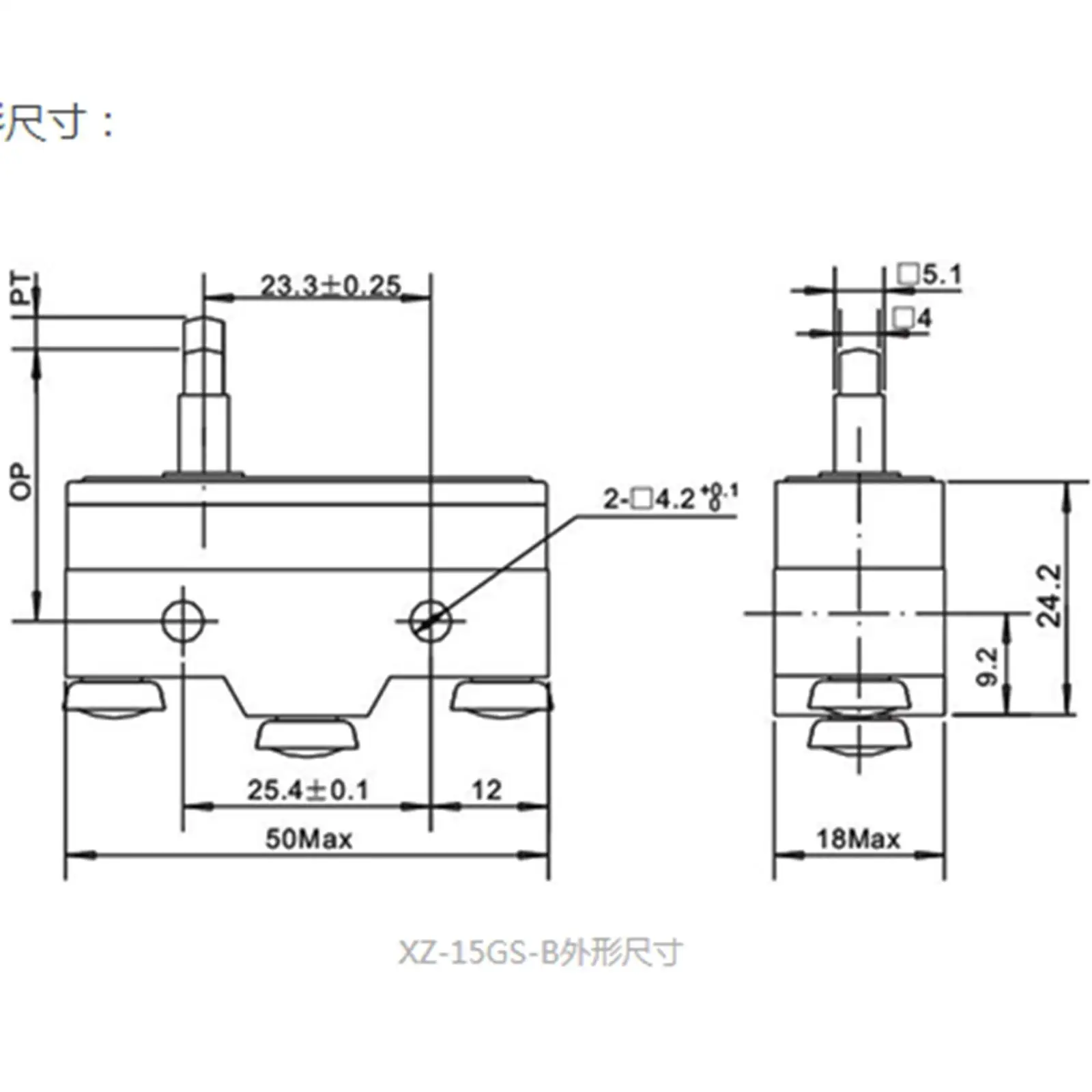 XZ-15GS-B 15A 125VAC Micro Interruttore Sottile Reed Tipo di pulsante IP40 di Protezione