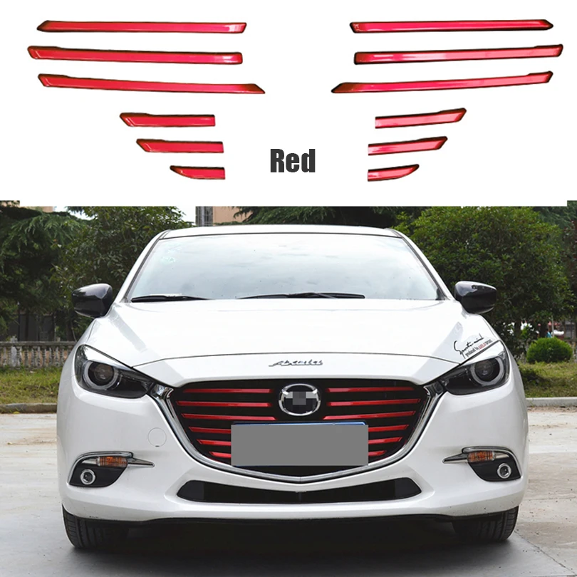 12pcs Front Bumper Mesh Hood Grille Grill Insert Cover Molding Trim Garnish for Mazda 3 AXELA 2017 2018