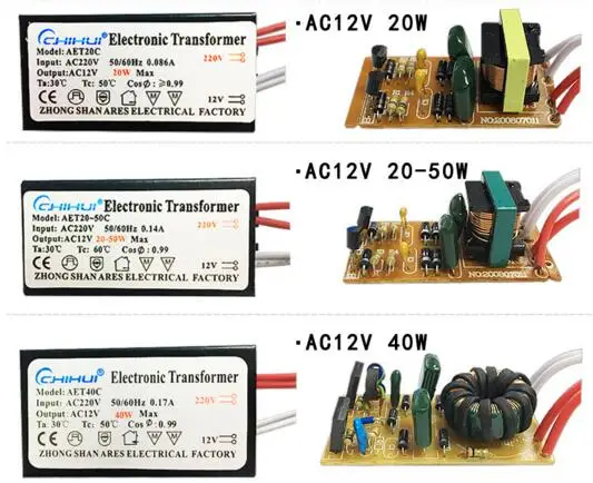 Imagem -04 - Transformador Eletrônico de Potência Suficiente Novo para a C.a. 220v da Lâmpada do Halogênio ao Motorista Opcional do Diodo Emissor de Luz de Ac12v 20w250w 2023