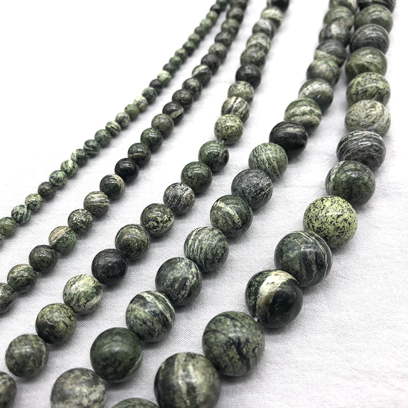 Natural Stone Green Zebra Jaspers Round Beads 15\