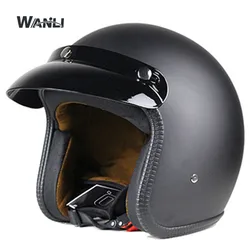 Motorcycle Helmet 3/4 Open Face Vintage Casco Moto Jet Scooter Bike Helmet Retro DOT approved Casque Motociclismo