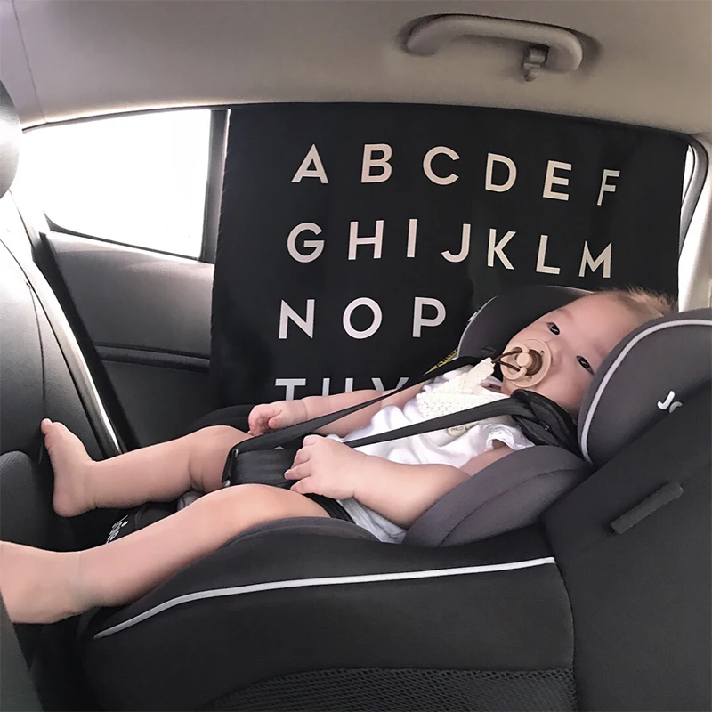 

Functional Car Sunshade for Kids Early Educational 26 English Letters Newborn Baby Sun Proof Cover Magnet Stick Window Curtain