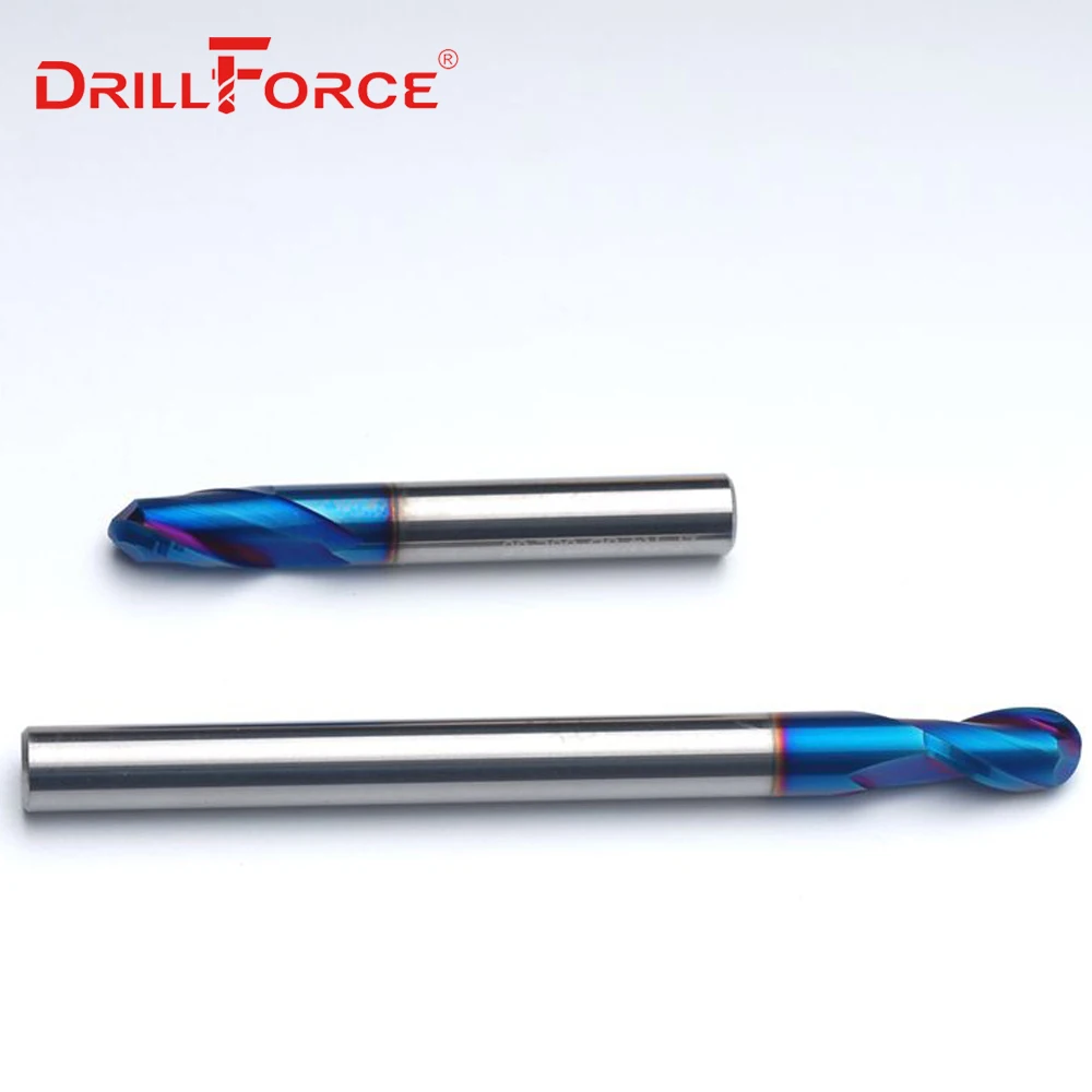 1 PC R0.5mm-R6mm HRC65 Solid Carbide 2 Flauti Sfera Naso End Macinapepe Fresa Utensili CNC (0.5 /0.75/1/1.5/2/2.5/3/3.5/4/5/6 mm)