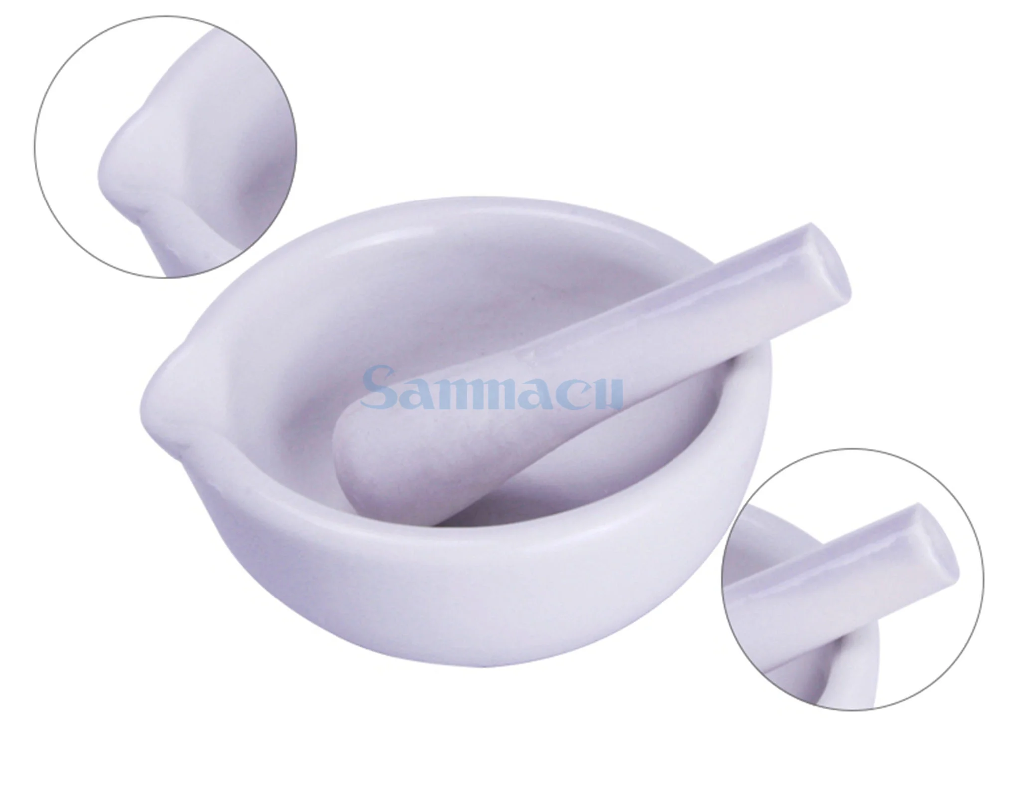 60mm Ceramic Porcelain Mortar And Pestle Mix Grind Bowl Set Herbs Kitchen