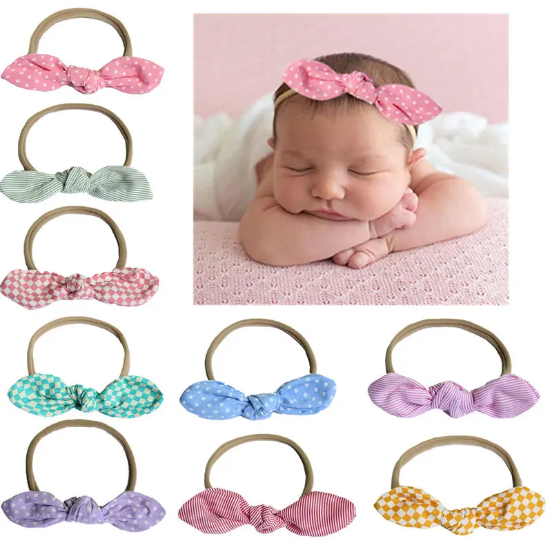 

Cute Baby Hair Bands Rabbit Ears Headband Dotted Striped Plaid Girls Bow Kont Hairpins Sweet Kids Headwear Bebe Hair Accessories