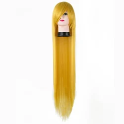 Fei-Show Straight Carnival Wig 100 CM/40 Inches Yellow/Blonde Hair Synthetic Heat Resistant Halloween Cos-play Salon Hairpiece