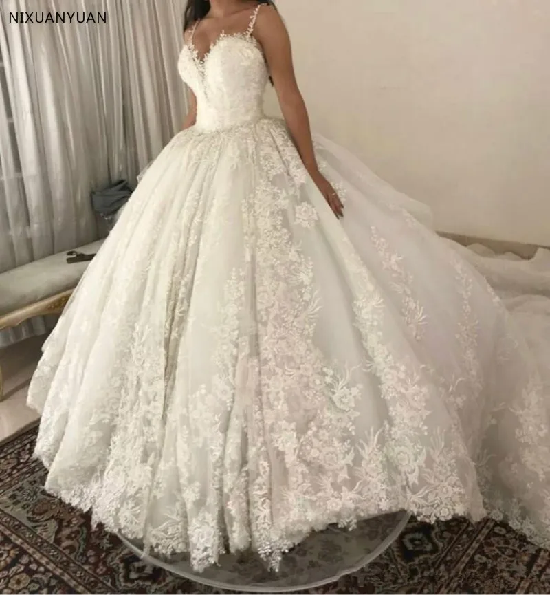 Vestido de novia de encaje con tirantes finos, elegante, con espalda al aire, 2023