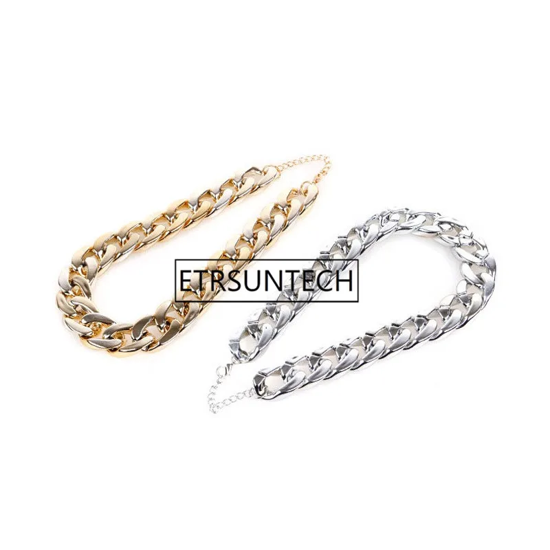 100pcs Fashion Pet Dog Necklace Collars Thick Gold Chain Plated Plastic Identified Safety Collar Puppy Dogs Supplies 36cm/45cm