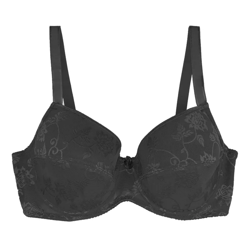 Soutien-gorge à armatures noir et gris pour femmes, soutien-gorge Push-Up, grande taille, Style quotidien, 36 38 40 42 44 D DD DDD E F, 113B, 2019