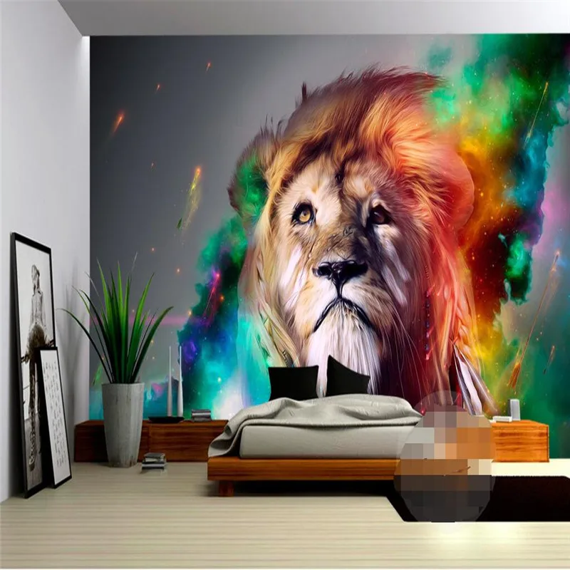 beibehang 3d Wall Paper Hand colored lion photography Background Modern art Mural for Living Room Large Painting Home Decor