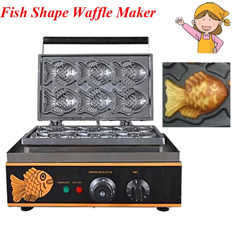 

1pc 1.5KW Fish Shape Waffle Maker Machine Electrothermal Snack Equipment Baking Machine FY-112