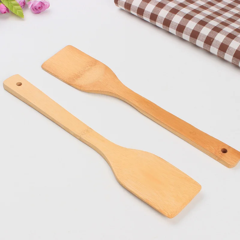 

Hot sell 300pcs Bamboo Wood Kitchen Slotted Spatula Spoon Mixing Holder Cooking Utensils Dinner Food Wok Shovels Supplies