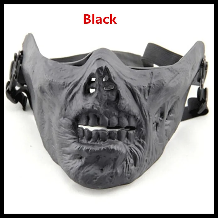 2016 Cosplay Zombie Skull Bone Half Face Airsoft Mask Paintball Masks Survival War CS Game Movie Prop the walking Dead Mascara