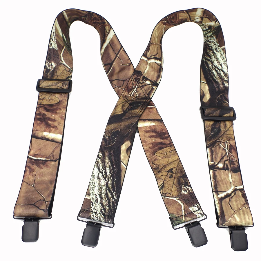 Jungle Treo Ngụy Trang Suspenders Niềng Răng Cổ Điển Ngoài Trời Dây Đeo Bretelles dành cho người lớn 4 clip suspensorioTirantes 5*120 cm