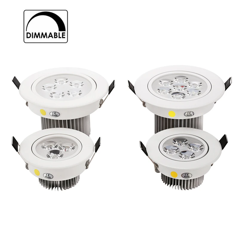 2pcs LED Downlight Dimmable 9W 12W 15W 21W items White shell lights for home Bathroom living room kitchen lighting