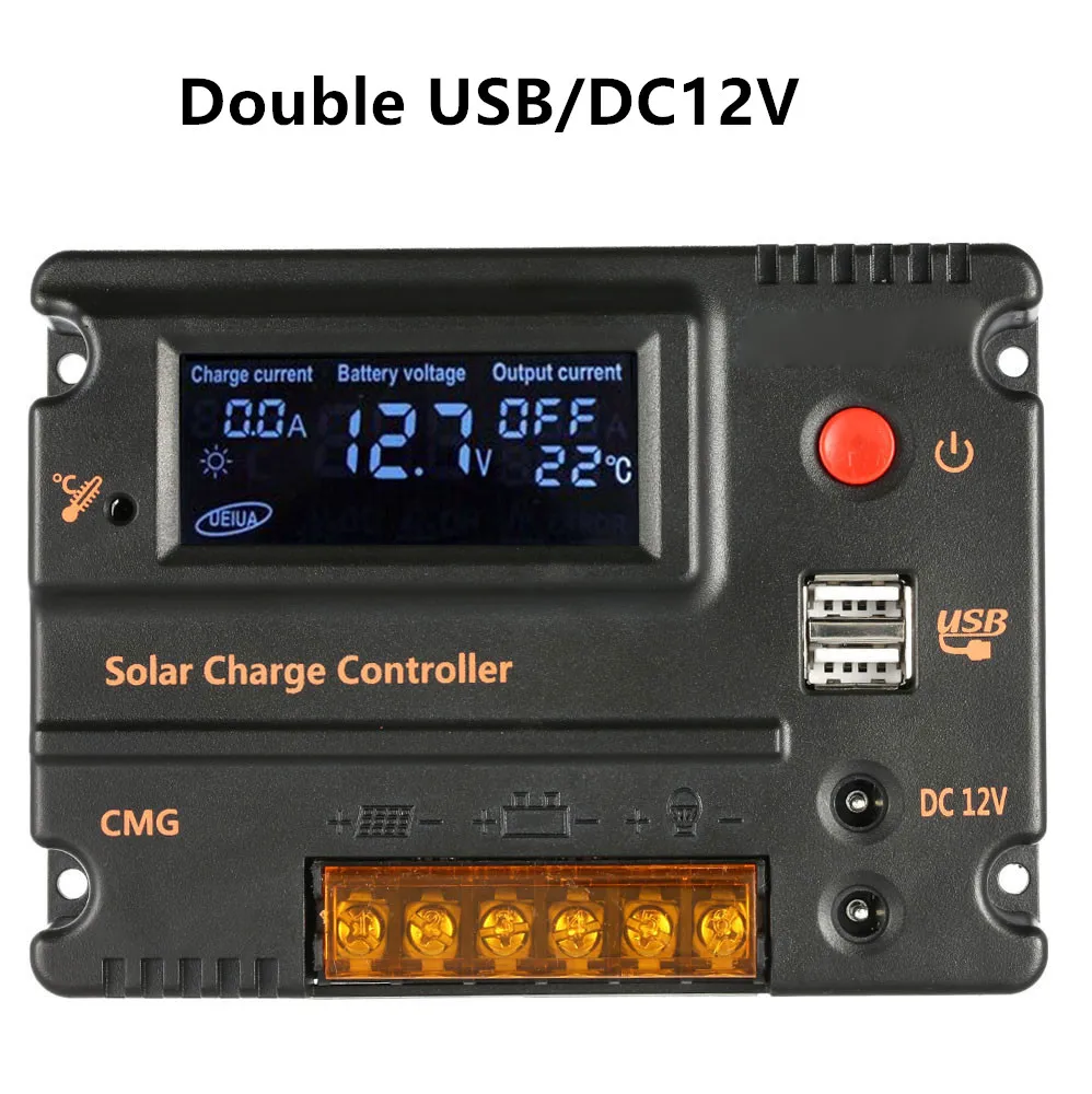 CMG12V24V10A solar controller Common negative pole LCD backlight display solar charger controller double DC12V