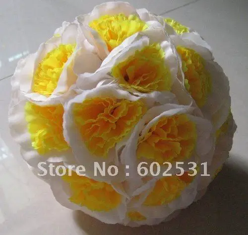 SPR 40cm plastic center artificial silk kissing decoration flowers ball-white yellow