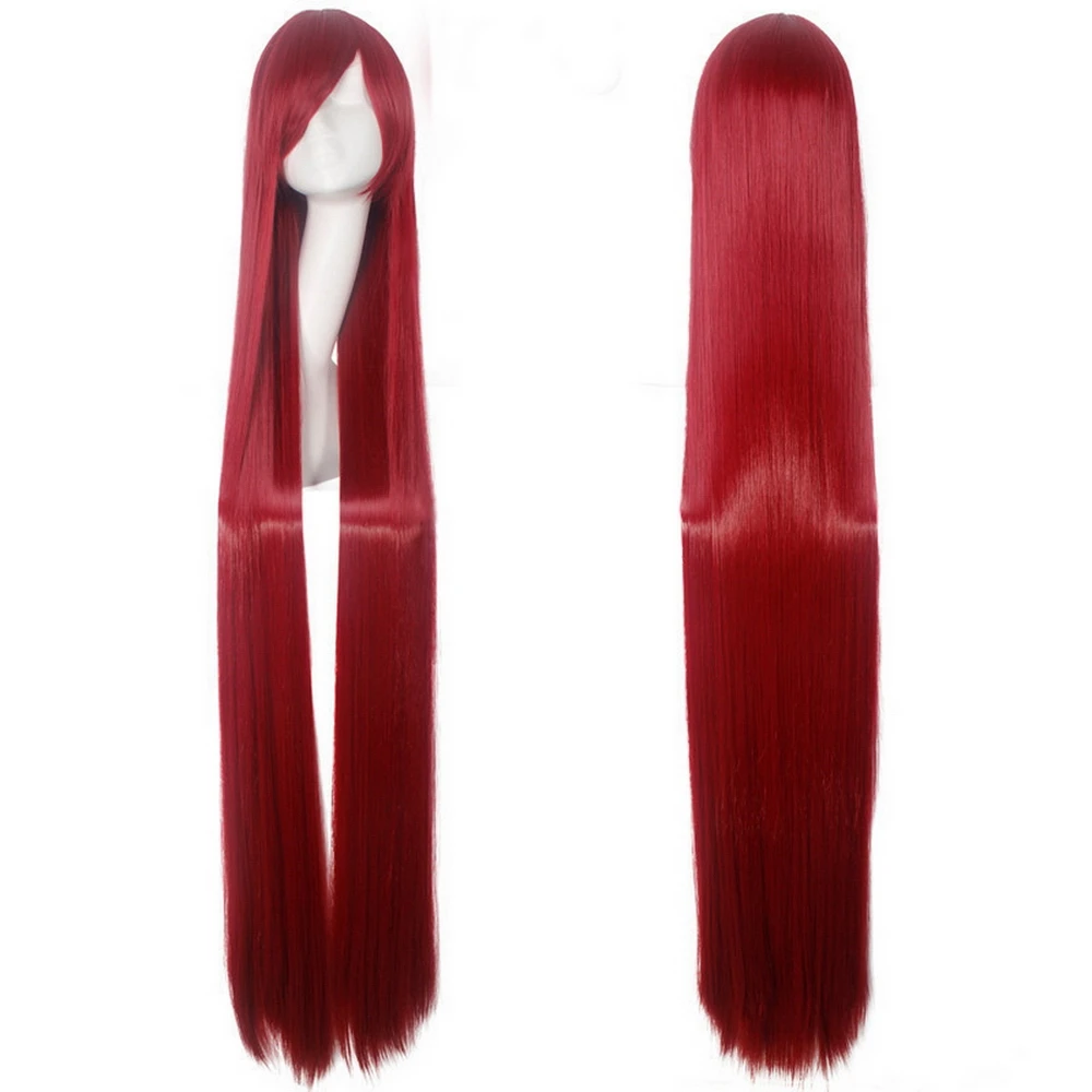 150Cm Straight Super Lange Anime Cosplay Pruik Met Pony Synthetisch Haar Zwart Blauw Paars Rood Oranje Wit Pruiken Voor vrouwen Rose Netto