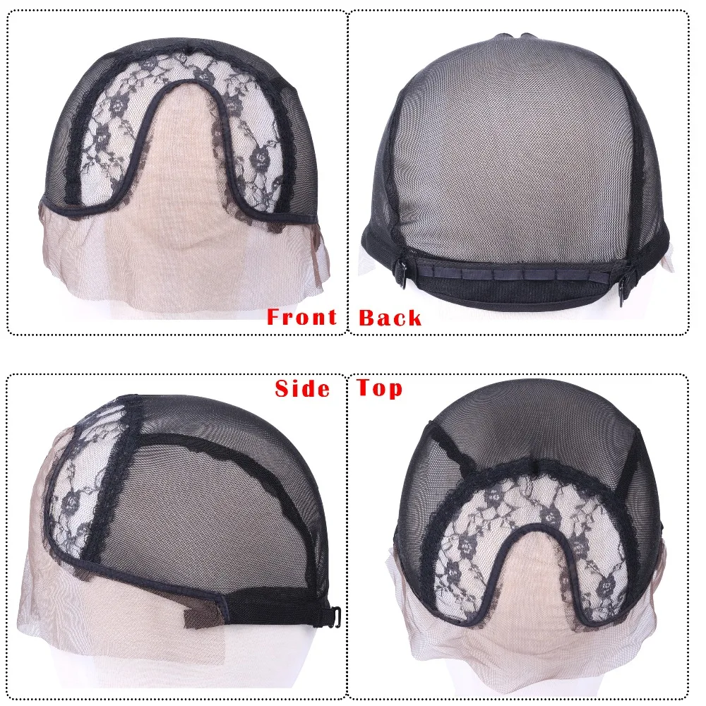 Lace Front V part Swiss Lace  Wig Cap for Making Wigs with Elastic Strap on the Back Mesh Hairnets