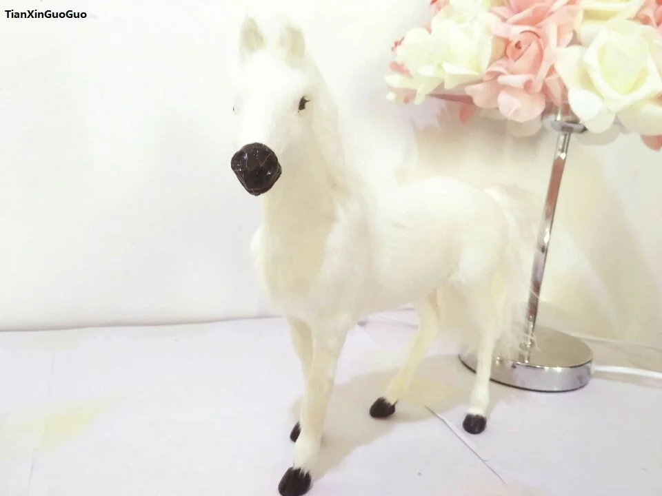 

simulation horse hard model prop large 26x20cm furs white horse ,home decoration toy gift s1516