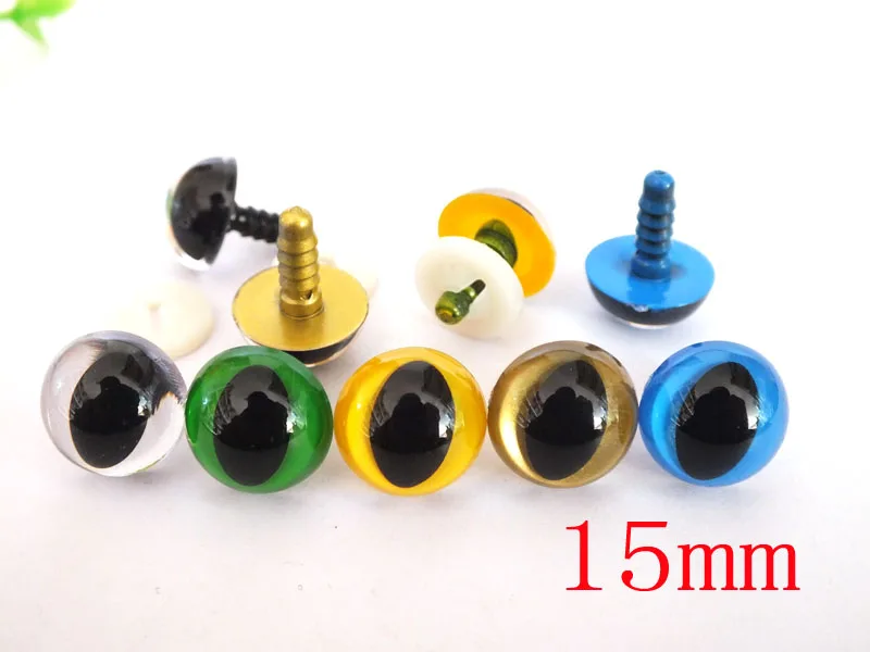 50pcs 15 mm  Mixed colors Safety Eyes  cat eyes toy accessories Amigurumi Animals Eyes with washers