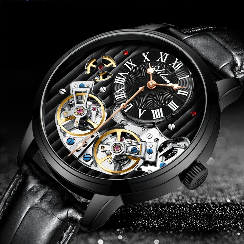 

Classic Design Tourbillon Steampunk Mechanical Steel Watch Men Skeleton Automatic Mechanical Mens Watches Leather Clock NEW