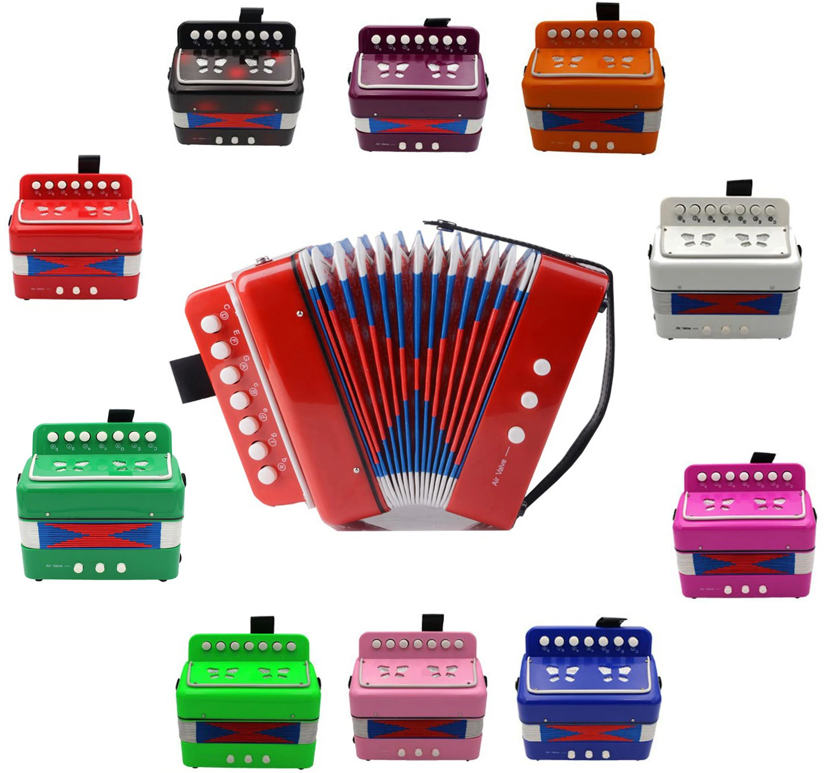 7 Keys 2 Bass Kids' Accordion Children Educational toy Accordion 3+ ages Accordion (9 colors optional)