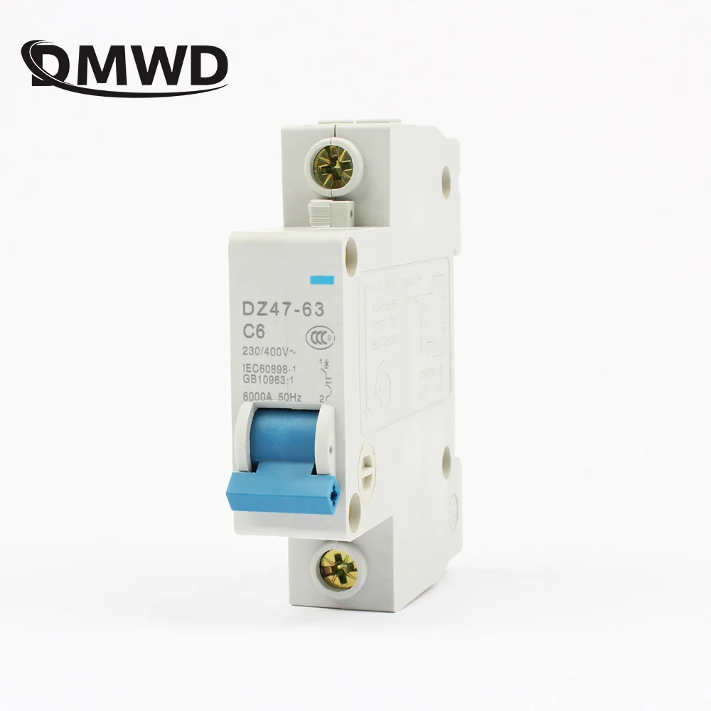 DZ47-63 6A 10A 16A 1P AC 230V Or 400V 20A 25A 32A 40A 50A 63A  Mini Circuit Breaker MCB Cutout Switch Breaker Switch Chopper