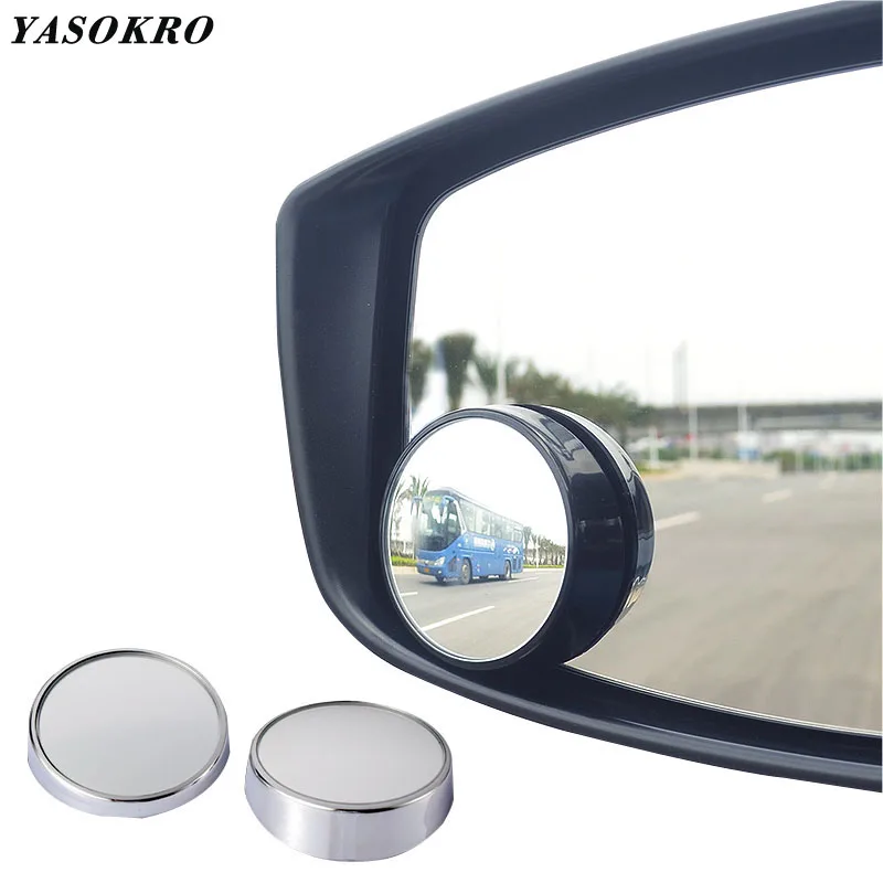 YASOKRO 1 Pair Ultrathin Blind Spot Mirrors Vehicle Rear View Wide Angle Round Convex Mirror for small Car SUV