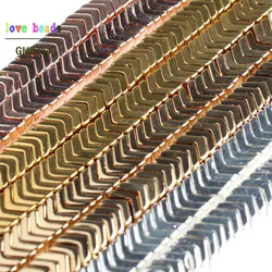 6.5mm Natural V shape Rose Gold Silver Color  Hematite Stone Beads for Jewelry Making DIY Bracelet 15'' Strand 200pcs