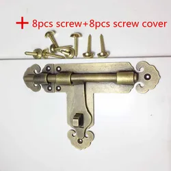 COTOM Safety Gate Latch Brass Solid Bolt Reinforced Durable Wooden Door Lock Garden Yard Slide Catch Lock Latch+8pcs Screws