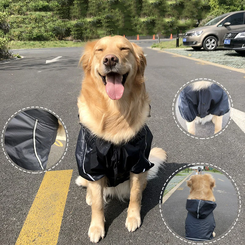 Waterproof Pet Large Dog Raincoat big Dog Clothes Outdoor Coat Rain Jacket Reflective Medium Large dog poncho Breathable mesh