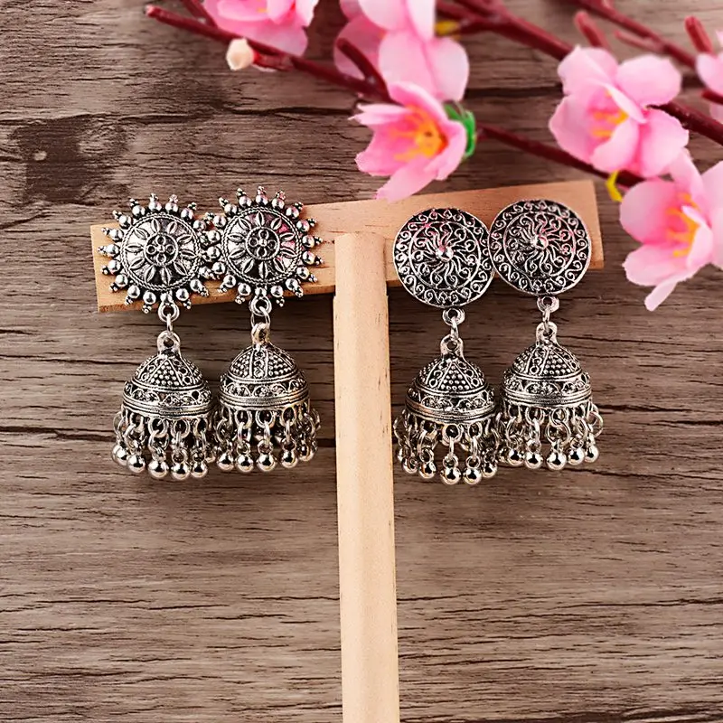 Indian Jhumka Gypsy Jewelry Boho Vintage Ethnic Womens Earrings Hollow Dangle Hanging Earrings For Women boucle d’oreille 2020