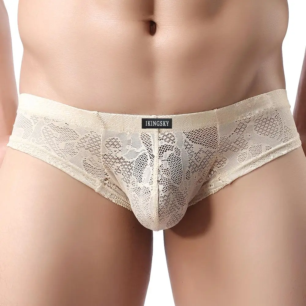 Men\'s Cheeky Underwear Sexy Lace See Through Thong Underpanties