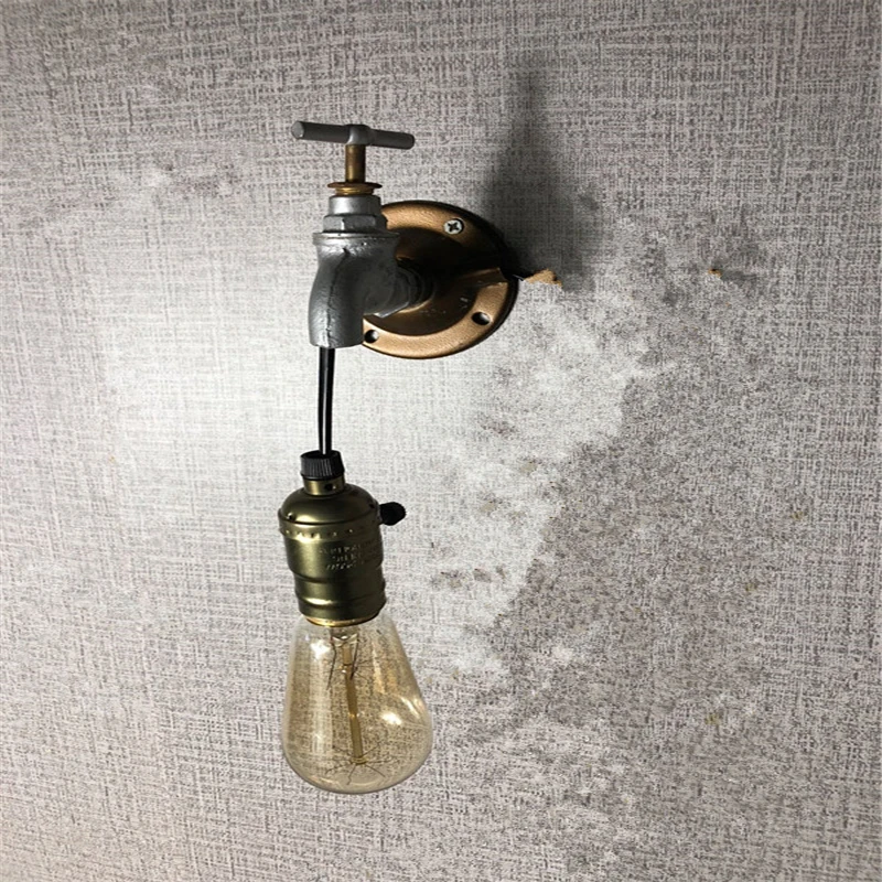 LOFT wall lights water pipe wall lamp creative industrial wind retro led faucet lamp Edison Bulb sconce for living room bedroom