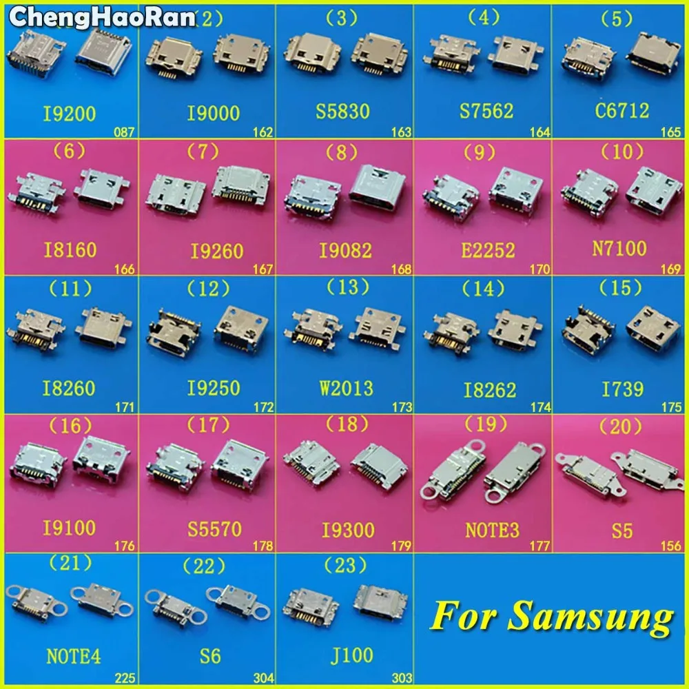 ChengHaoRan For Samsung Galaxy I9200 I9000 S5830 S7562 C6712 I8160 I9082 E2252 N7100 Micro USB Jack DC Charging Socket Connector