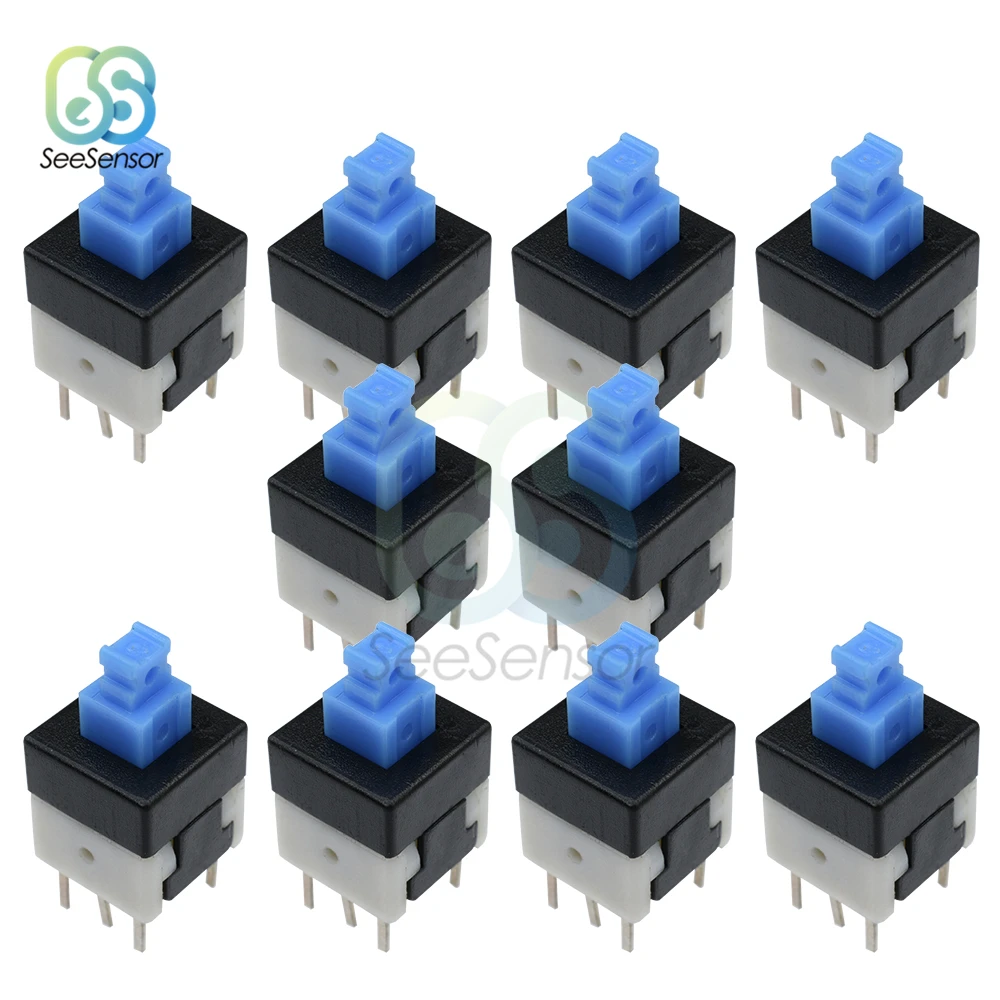 10pcs quadrato 8x8mm 6 Pin DPDT Mini pulsante interruttore autobloccante interruttore multimetro G64 8*8mm