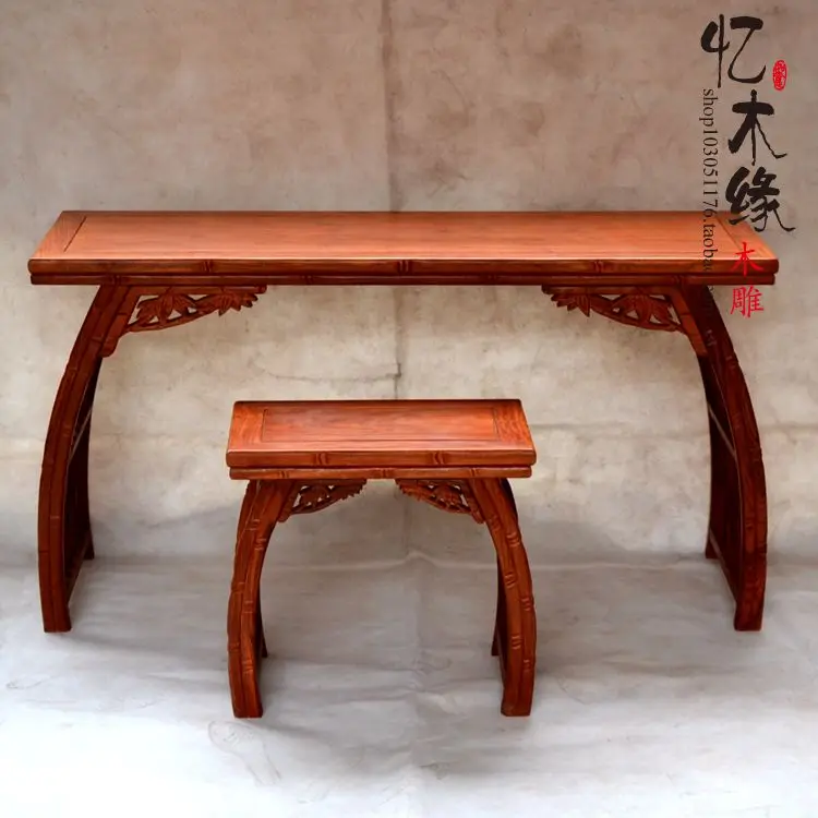 Ming and Qing Dynasty classical mahogany wood Chinese style piano desk desk table stool combination guzheng zither harp Guqin sa