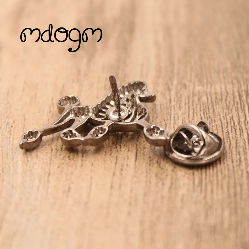 Mdogm Poodle Dog Animal Brooches And Pins  Suit Cute Funny Metal Small Father Collar Badges Gift For Male Men B012