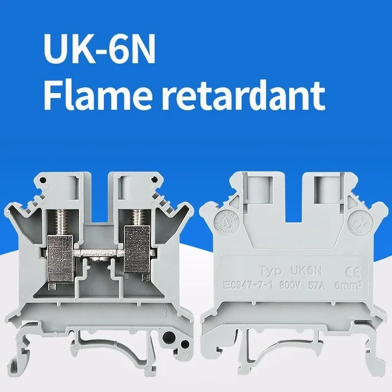 

10/20/50pcs Din rail universal terminal blocks UK-6N screw Type wire electrical terminals block connector brass morsettiera 57A