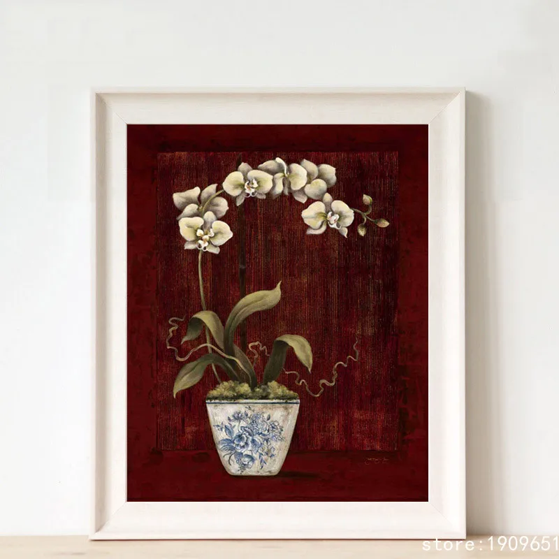 no frame pastoral still life butterfly orchid canvas printings oil painting printed on cotton home wall art decoration pictures