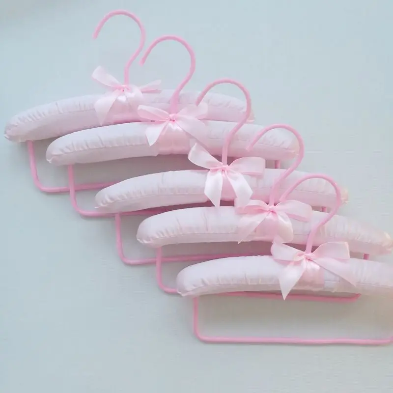 Children's Cloth Wrapped Clothes Hanger Baby Clothes Hanging Racks Pink Color Shop Display Racks 25cm