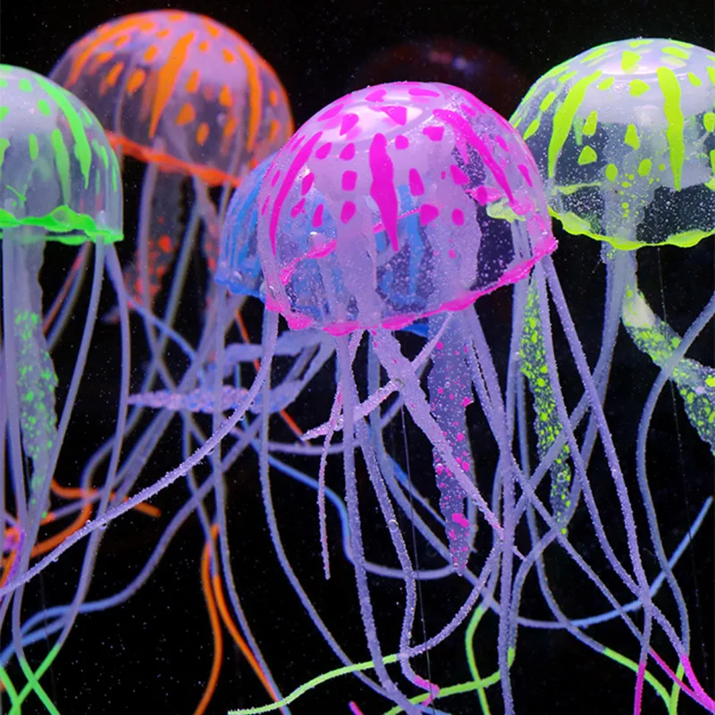 6PCS/LOT Different Colors Emulation Jellyfish Pet Aquarium 0rnamental Ornament of Fish Tank Floating Fluorescent Jellyfish