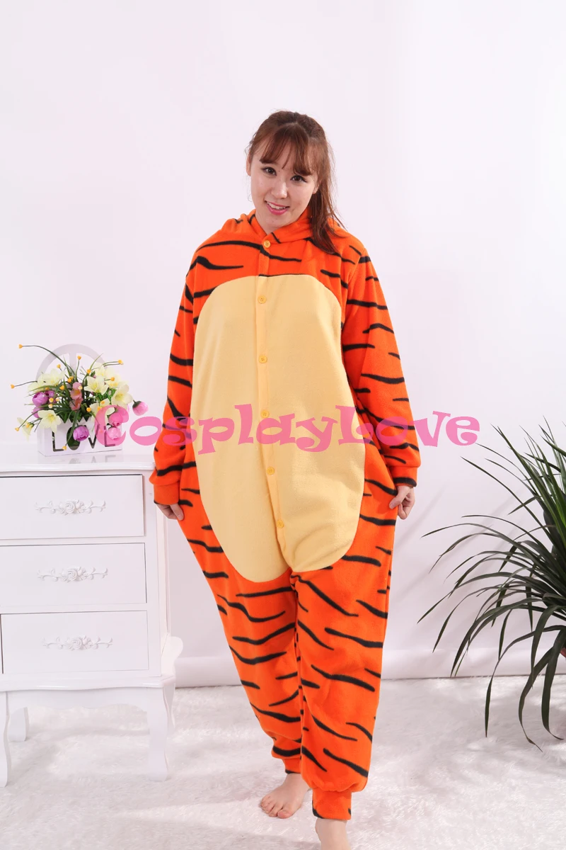 Dimensional Angry Tiger Pajamas Animal Cosplay Costume Coral Kid Adult Pajamas Onesies Cartoon Halloween Sleepwear Sleepsuit