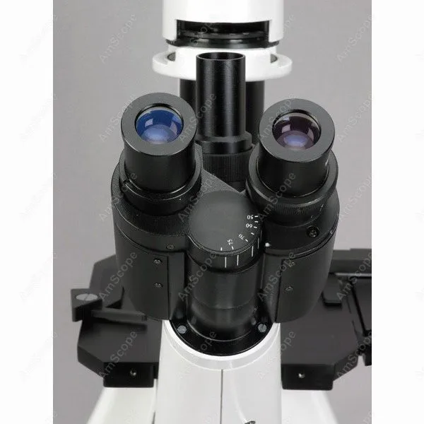 Distance Plan Optics Inverted Microscope--AmScope Supplies 40X-1000X Long Distance Plan Optics Inverted Microscope + 3MP Camera