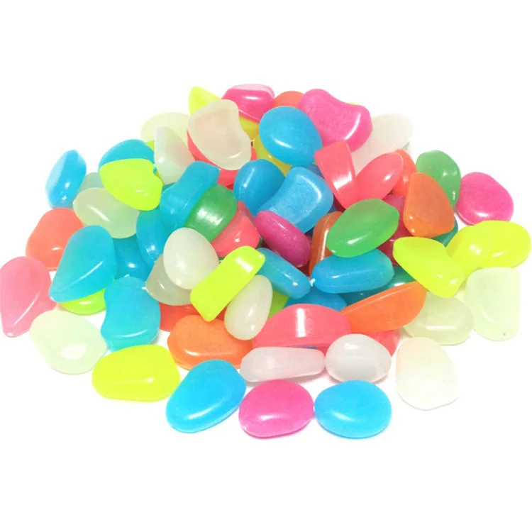 50pcs/lot mixed color glow stone toy Luminous Stone night light decorations garden fish tank ornaments pebbles stones